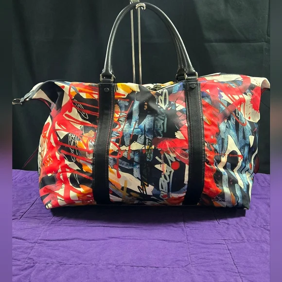 CHRISTIAN LOUBOUTIN LARGE BOSTON PRINTED NYLON DUFFLE BAG - Picture 2 of 16